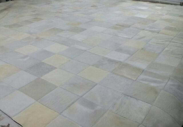 Cowhide Patchwork Rug Raw Leather Argentina - Free Shipping Model Bariloche Mix Of Whites Handmade 6' X 8' We Customize Any Size - image 1