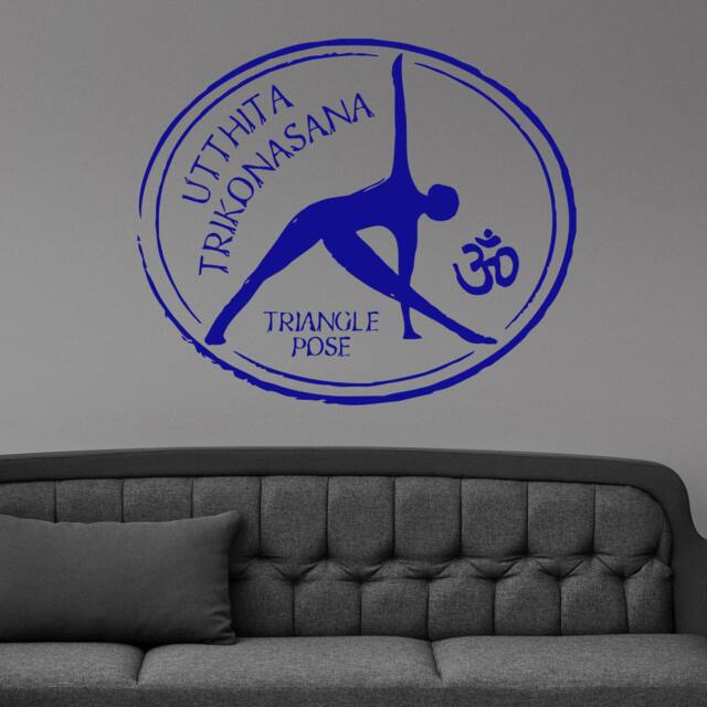Utthita Trikonasana Triangle Pose Om Symbol Yoga Logo Wall Sticker Vinyl Mural Decal Home House Art Decor Free Shipping L153 - image 1