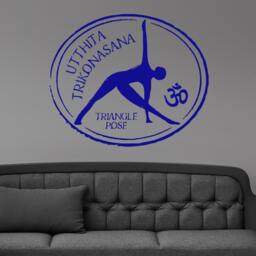 Utthita Trikonasana Triangle Pose Om Symbol Yoga Logo Wall Sticker Vinyl Mural Decal Home House Art Decor Free Shipping L153 - thumbnail 1