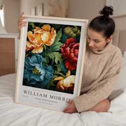 William Morris Print, Art, Exhibition Poster, Botanical Wall Flower Market Peony - thumbnail 2