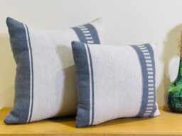 Handmade Moroccan Cotton Throw Pillow, Dark Gray Boho Cushion - thumbnail 1
