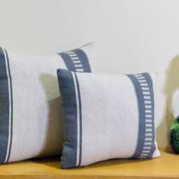 Handmade Moroccan Cotton Throw Pillow, Dark Gray Boho Cushion - thumbnail 2