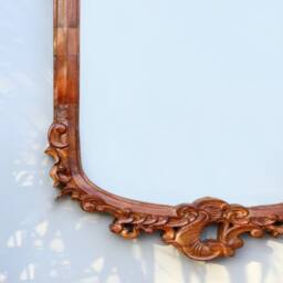 Reclaimed Teak Wood Mirror Frame, Carved Wooden For Living Room Decor - thumbnail 4