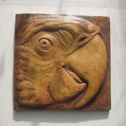Parrot Macaw Sculpture Exotic Bird Wall Hanging Picture Tile - thumbnail 1