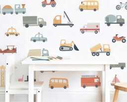 Watercolor Car & Truck Wall Decals Kids Nursery Decor - thumbnail 1