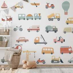 Watercolor Car & Truck Wall Decals Kids Nursery Decor - thumbnail 2