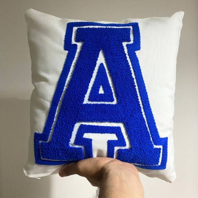 Punch Needle Embroidered Letter Pillow Cover, College Style, Nursery Decor - image 1