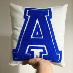 Punch Needle Embroidered Letter Pillow Cover, College Style, Nursery Decor - thumbnail 1