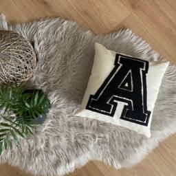 Punch Needle Embroidered Letter Pillow Cover, College Style, Nursery Decor - thumbnail 3