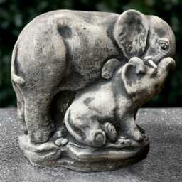 Stone Elephant Family Statue Concrete Sculpture Outdoor Garden Decoration Cement Figurine Symbol Of Strength & Unity Art - thumbnail 1