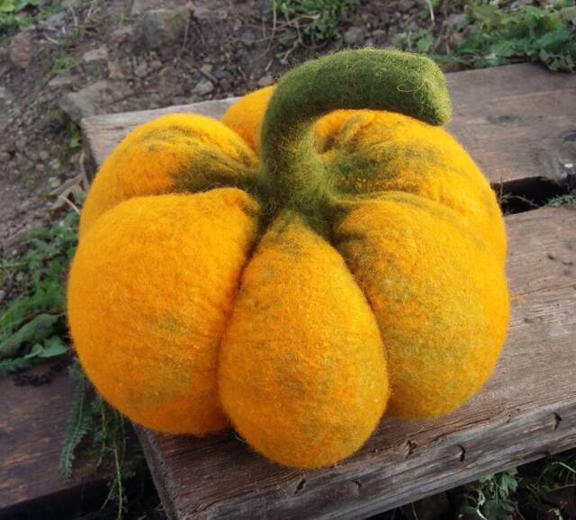 Handmade Felted Wool Pumpkin Fall Halloween Decor - image 1