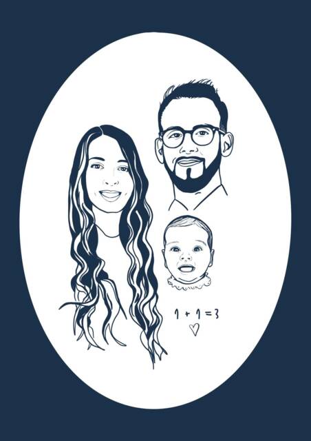 Custom-Drawn Group Portrait, Family, Friends, Company, Handmade, Downloadable & Printed On Paper - image 1