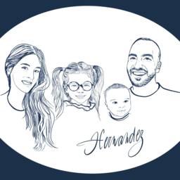 Custom-Drawn Group Portrait, Family, Friends, Company, Handmade, Downloadable & Printed On Paper - thumbnail 2