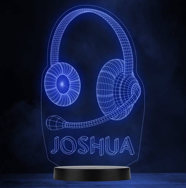 3D Effect Headphones Music Gaming Personalised Colour Change Lamp Night Light - image 1