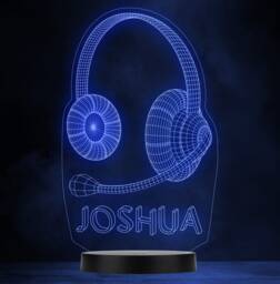 3D Effect Headphones Music Gaming Personalised Colour Change Lamp Night Light