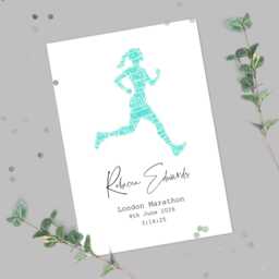 Personalised Female Runner Print, Marathon Half 15K 10K Well Done Gift, Custom Wall Art Framed Picture, Present For Pb Finisher - thumbnail 2