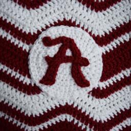 Crochet Crimson & White Ripple Baby Blanket With A Applique - thumbnail 4