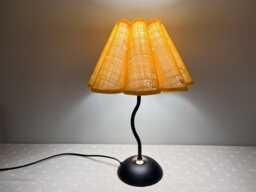 Handmade Floral Table Lamp Gold Fabric Lampshade, Black Metal Base - thumbnail 1