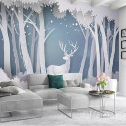 3D Forest Elk Wallpaper Mural, Peel & Stick Wall Art - thumbnail 3