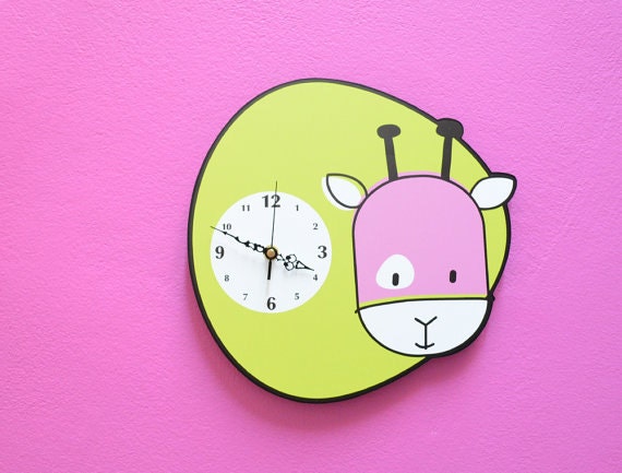 Cute Little Giraffe Cartoon - Wall Clock - image 1