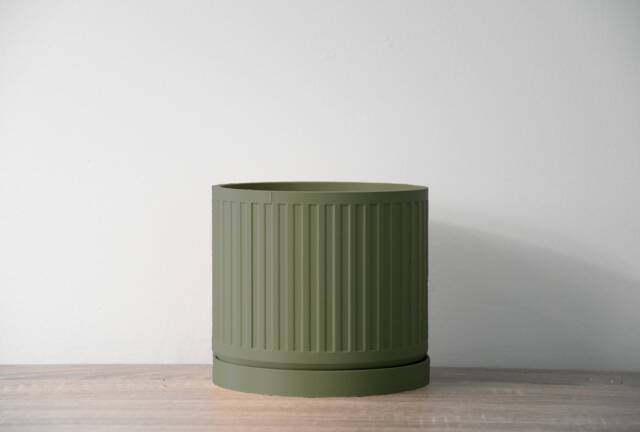 "Jetsetter Planter With Drainage & Saucer in Army Green, Unique 3D-Printed Plant Pot, Small To Large Sizes 4"" 5"" 6"" 7"" 8" - image 1