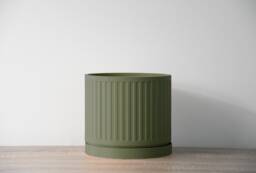 "Jetsetter Planter With Drainage & Saucer in Army Green, Unique 3D-Printed Plant Pot, Small To Large Sizes 4"" 5"" 6"" 7"" 8" - thumbnail 1