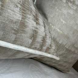 Luxury Piped Pillow Cover , Neoma Wheat Taupe Gold Cushion Hamlet Ivory Piping, Throw Case - All Sizes - thumbnail 3