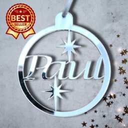 Name & Stars Personalised Christmas Tree Decoration - Many Colour Options - Bespoke Shapes & Sizes Made - thumbnail 1