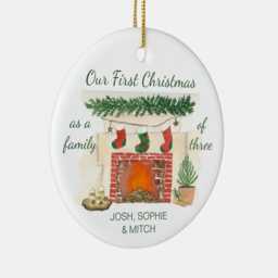 Our First Christmas As Family Of 3 Cozy Stockings Ornament, Of Three Baby's Ornament - thumbnail 3