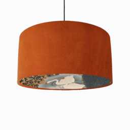 Burnt Orange Lampshade With Swan Lake Lining in Velvet, Large Ceiling Lightshade - thumbnail 2