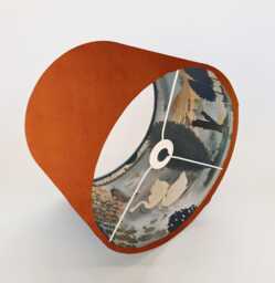 Burnt Orange Lampshade With Swan Lake Lining in Velvet, Large Ceiling Lightshade - thumbnail 1