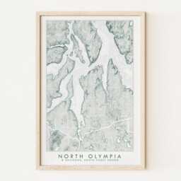 North Olympia Topographic Bathymetric Map Washington - Art Print Budd Inlet Nisqually Squaxin Harstine Island Pacific Northwest Coast - thumbnail 1