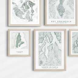 North Olympia Topographic Bathymetric Map Washington - Art Print Budd Inlet Nisqually Squaxin Harstine Island Pacific Northwest Coast - thumbnail 4