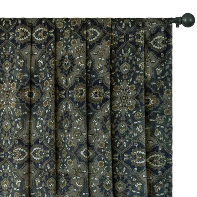 Arabic Black Abstract Digital Printed Velvet Curtain Panels - Rod Pocket, Grommet, Box Pleat, Three Pinch Tab Top & Plain Ring Top - image 1