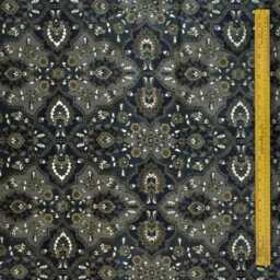 Arabic Black Abstract Digital Printed Velvet Curtain Panels - Rod Pocket, Grommet, Box Pleat, Three Pinch Tab Top & Plain Ring Top - thumbnail 4