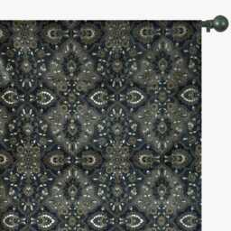 Arabic Black Abstract Digital Printed Velvet Curtain Panels - Rod Pocket, Grommet, Box Pleat, Three Pinch Tab Top & Plain Ring Top - thumbnail 3
