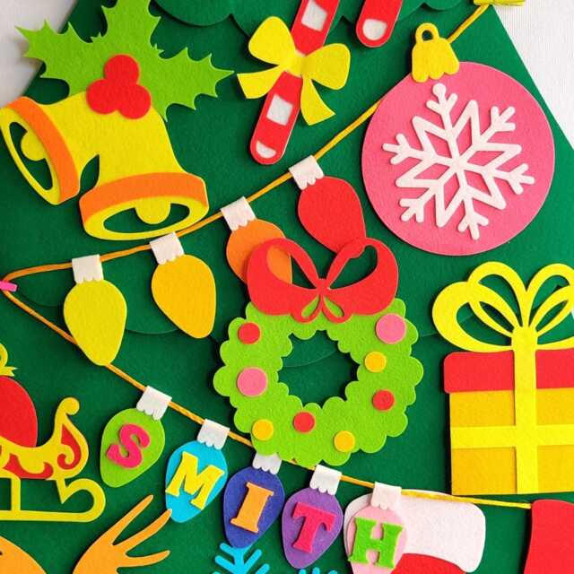 Personalized Diy Felt Christmas Tree Wall, Montessori Toddler Ornaments, Kids Wall - image 1