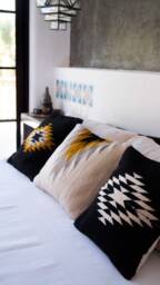 Relampago Woven Wool Pillow, Handmade Mexican Pillow, Decorative Throw Handwoven Wool Cushion, Boho Throw Textile Pillow