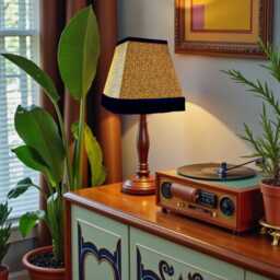 Traditional Ochre Gold Animal Print Lampshade, Black Braid Trim, Handmade in The UK - Animal Fabric Lamp Shades - thumbnail 3