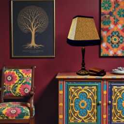 Traditional Ochre Gold Animal Print Lampshade, Black Braid Trim, Handmade in The UK - Animal Fabric Lamp Shades - thumbnail 2