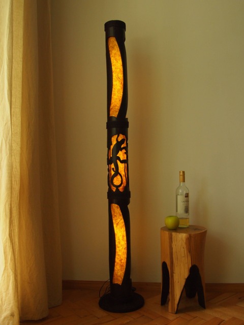 Floor Lamp, Japanese Asian Bamboo Ambient Light, Accent Artisan Furniture, Paper Lantern Light - image 1