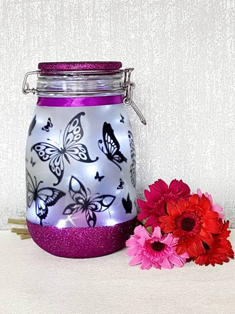 Handmade Butterfly Light Jar - Personalised Nightlight - image 1
