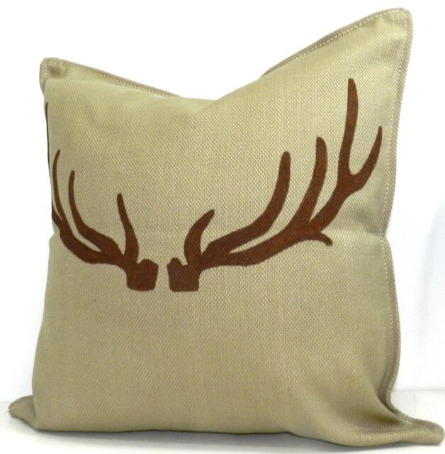 New 20x20 Inch Designer Handmade Pillow Case With Hand Painted Antlers - image 1