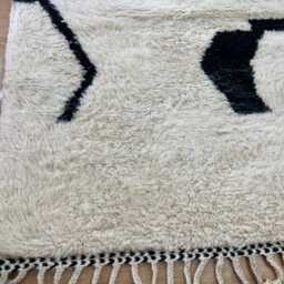 White Morrocan Rug 7x10.7 Ft - Beni Ourain Handmade Black & Area Rugs For Living Room Wool Berber - thumbnail 4