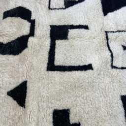 White Morrocan Rug 7x10.7 Ft - Beni Ourain Handmade Black & Area Rugs For Living Room Wool Berber - thumbnail 3