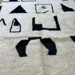 White Morrocan Rug 7x10.7 Ft - Beni Ourain Handmade Black & Area Rugs For Living Room Wool Berber - thumbnail 2