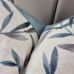 Langley John Lewis & Partners Teal/Duck Egg Embroidered Leaf Trail Cushion Cover/ Throw Cover - thumbnail 3