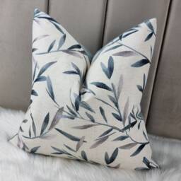 Langley John Lewis & Partners Teal/Duck Egg Embroidered Leaf Trail Cushion Cover/ Throw Cover - thumbnail 1