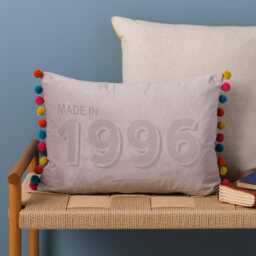 Personalised 30Th Birthday Velvet Cushion With Pom Detail. Excellent Gift For Best Friend, Daughter, Flat Mate, Work Colleague - thumbnail 3