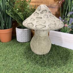stone Garden Traditional Large Toadstool Mushroom 2 Piece Concrete Ornament - thumbnail 2